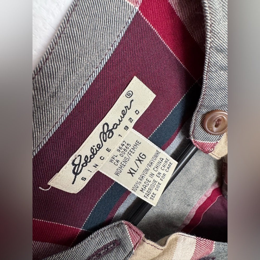 Eddie Bauer size xl Plaid Button Down Shirt - Red, Green, Tan - Picture 5 of 5